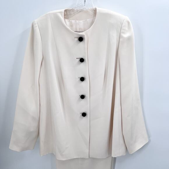 Vintage Custom Cream Chinese Knot Buttons Jacket & Pants Suit Set Womens Large - Picture 5 of 7